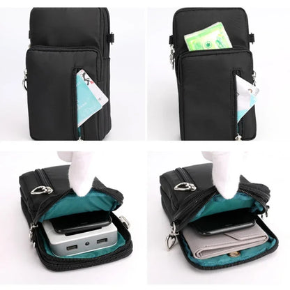Waterproof Mobile Phone Bag Women's Mini Oxford Crossbody Bag Daily Multi-layer Zipper Purse Casual Outdoor Travel Nylon Bag