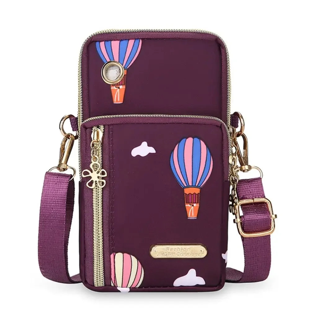 Portable Oxford Mini Phone Bag Multi-layer Zipper Travel Crossbody Bag Handbag Waterproof Sports Arm Bags
