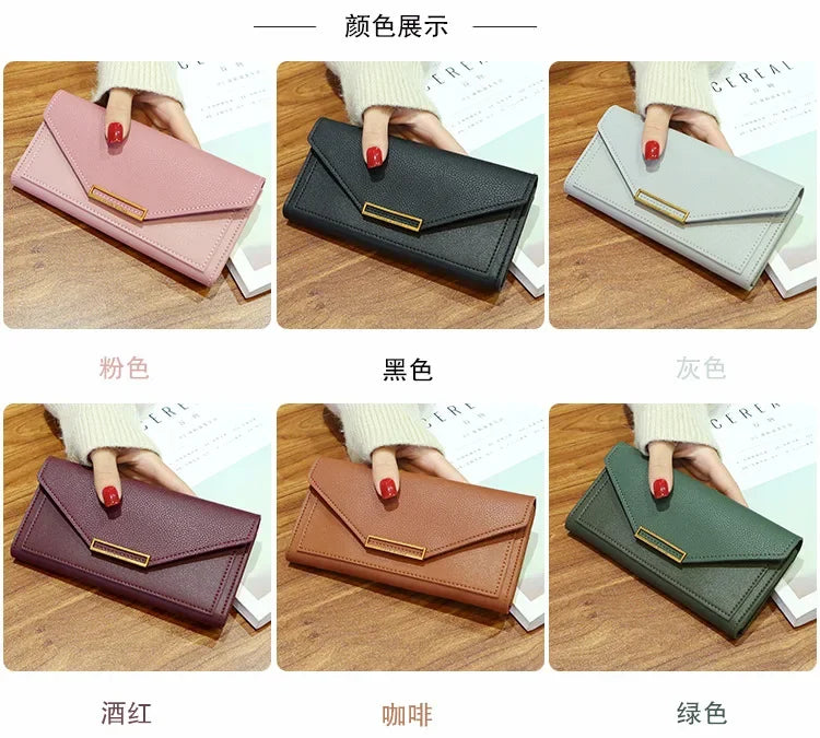 2025 New Fashion Women Wallets Leather Hasp Wallet Women's Long Design Purse Clutch Women Lady Wallet Phone Pocket Cartera Mujer