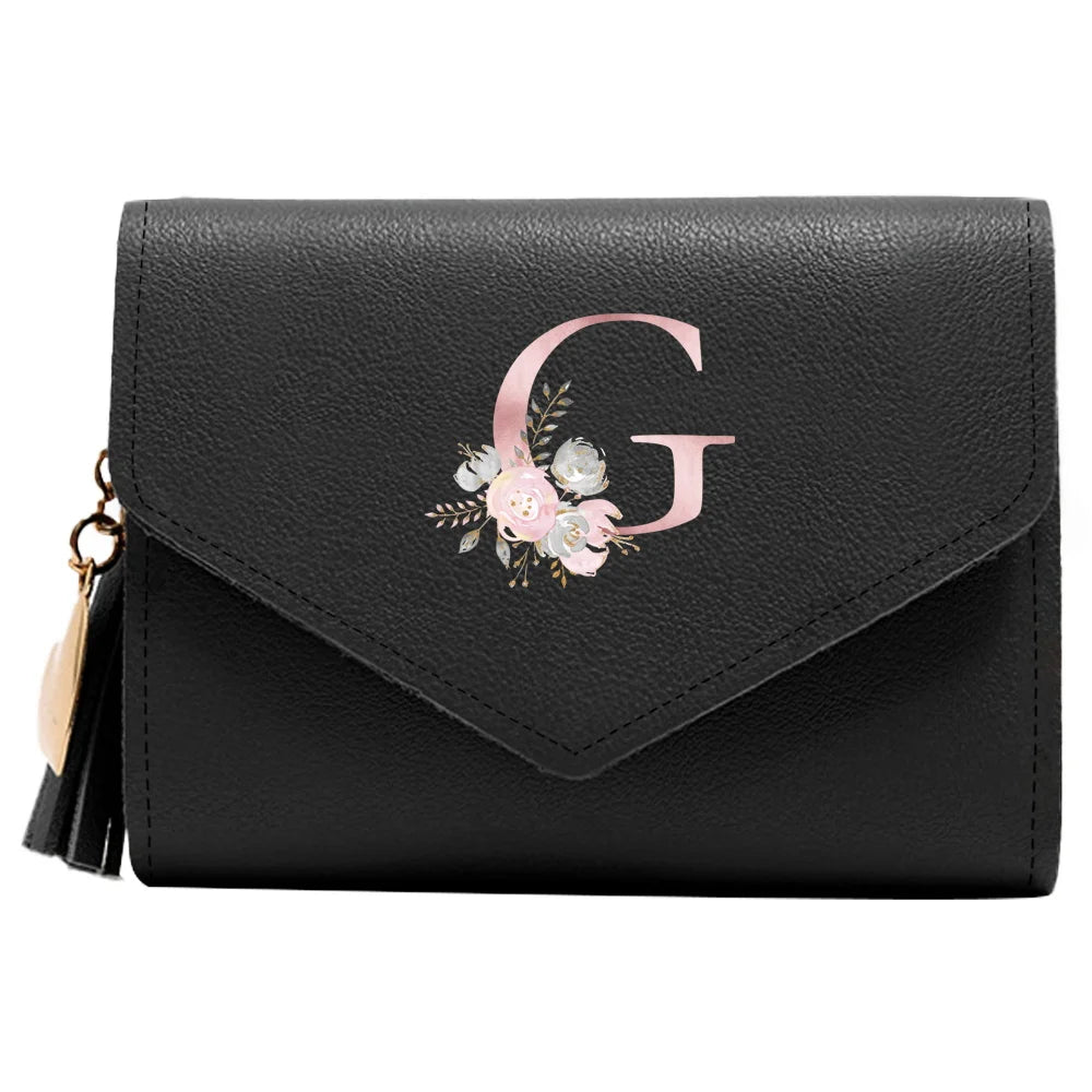 Purse Female Mini Wallet Cute Purse Pink Flower Pattern Slim Wallet RFID Blocking Credit Card Holder Coin Pocket ID Window
