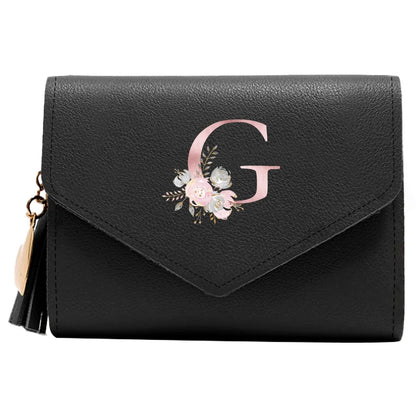 Purse Female Mini Wallet Cute Purse Pink Flower Pattern Slim Wallet RFID Blocking Credit Card Holder Coin Pocket ID Window