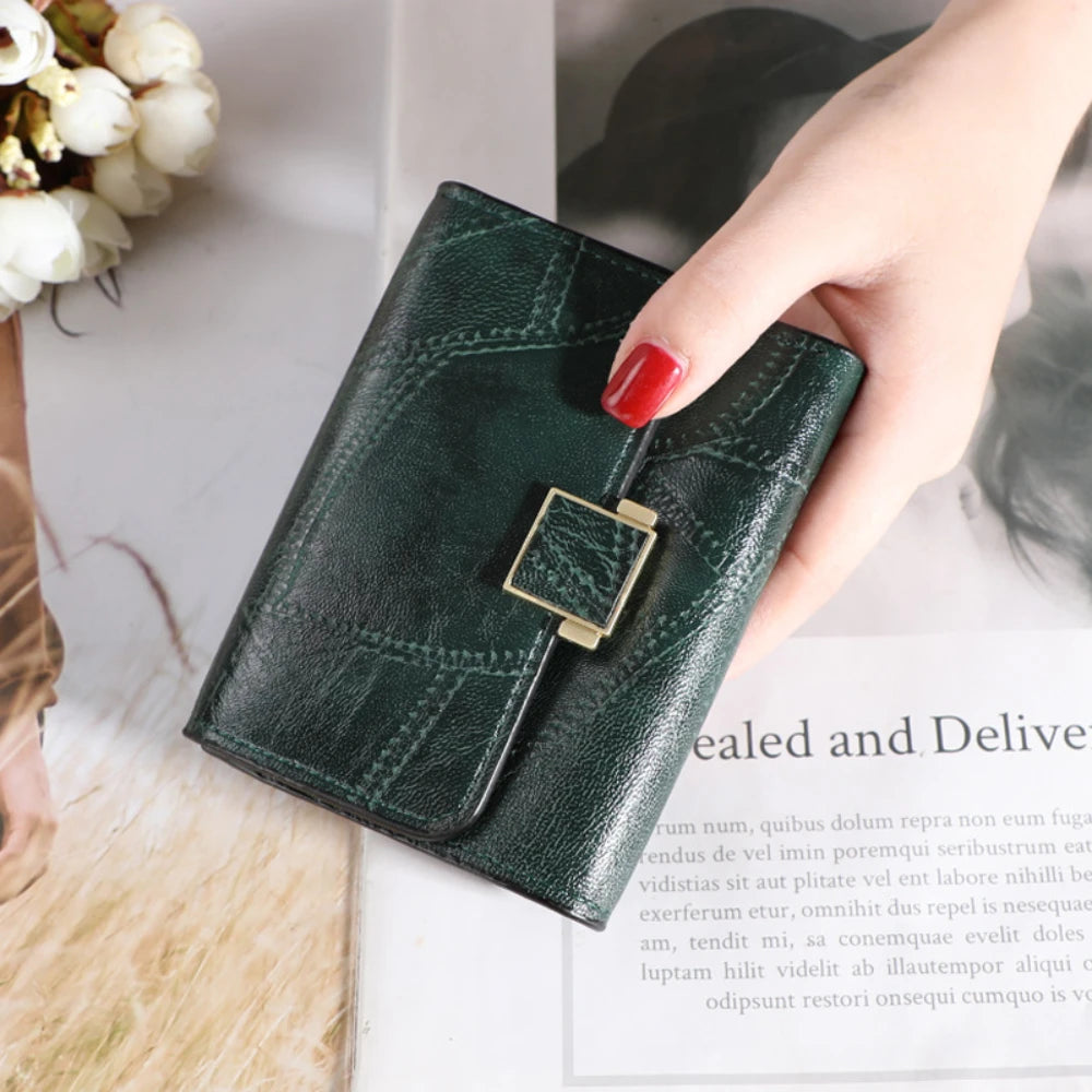 Vintage Women Wallet Short Leather Small Purse Mini Female Fashion Multi-Card Card Holder Coin Purse Multi-functional Clutch Bag