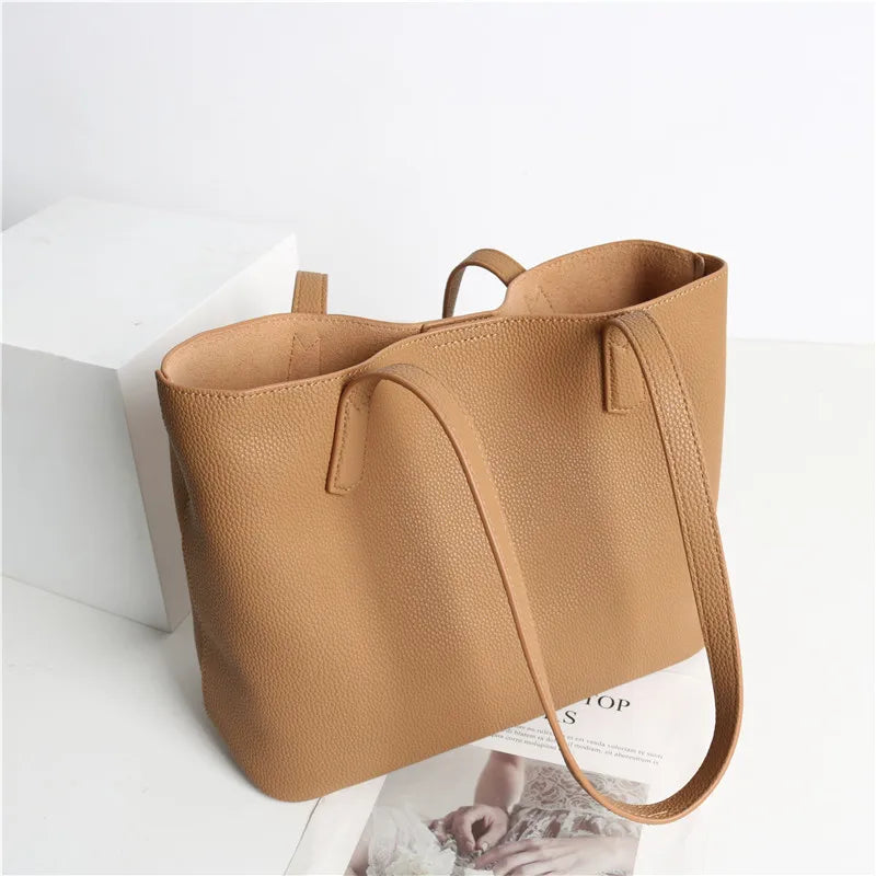 Hot Sale Classic All-match Minimalist Business Style Large Women Tote Bag A4 Laptop Cowhide Leather Female Underarm Handbag