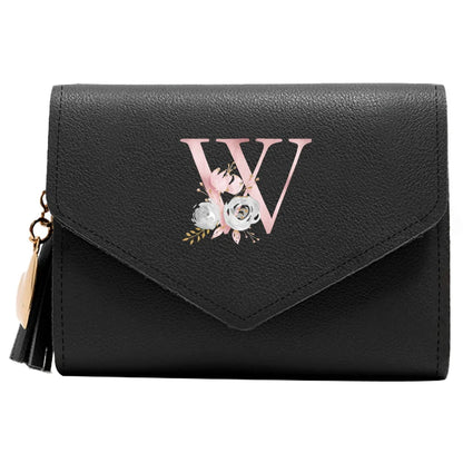 Purse Female Mini Wallet Cute Purse Pink Flower Pattern Slim Wallet RFID Blocking Credit Card Holder Coin Pocket ID Window