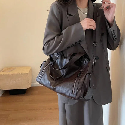 Hot Selling Soft Inner Compartment Shoulder Bag 2024High Quality Contrasting Color Women's Bag Fashion Zipper Pu Women's Handbag