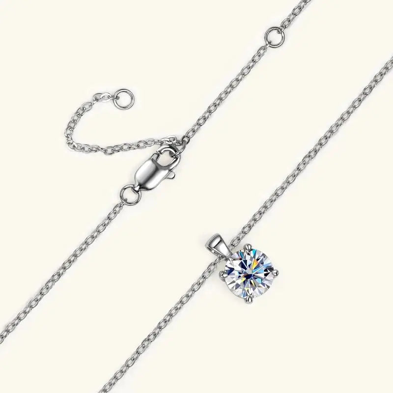 6.5mm 1.0 Carat D Moissanite Solitaire Drop Necklaces 18k Gold Plated Pendant Original Real 925 Silver Chain Jewelry for Women