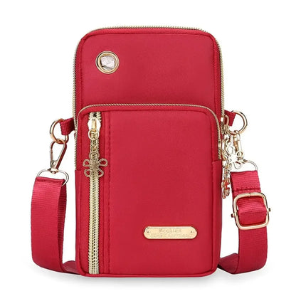 Portable Oxford Mini Phone Bag Multi-layer Zipper Travel Crossbody Bag Handbag Waterproof Sports Arm Bags