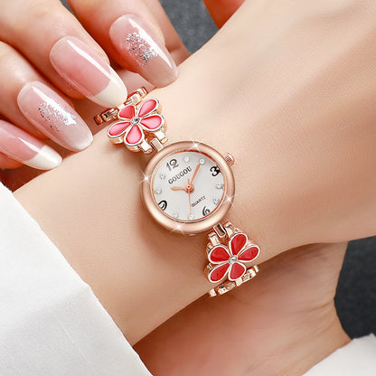 Fashion Flower Bracelet Strap Women Watches Ladies Diamond Arabic Numeral Dial Wristwatches Reloj Mujer（Without Box）