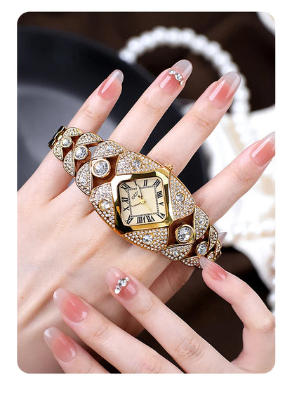 2026 New Women Watch Light Luxury Brand Diamond Inlaid Bracelet Watches Waterproof Ladies Fashion Quartz Clock Wristwatch Gift