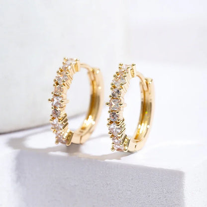 Luxury Stainless Steel Colorful Zircon Hoop Earrings For Women Fashion Korean Huggie Earrings Wedding Jewelry pendientes mujer