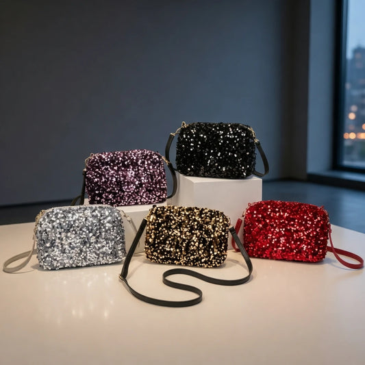 Colorful Sequins Crossbody Bag Simple INS Solid Color Sequins Shoulder Bag Underarm Bag Phone Purse Evening Clutch Bags Handbag