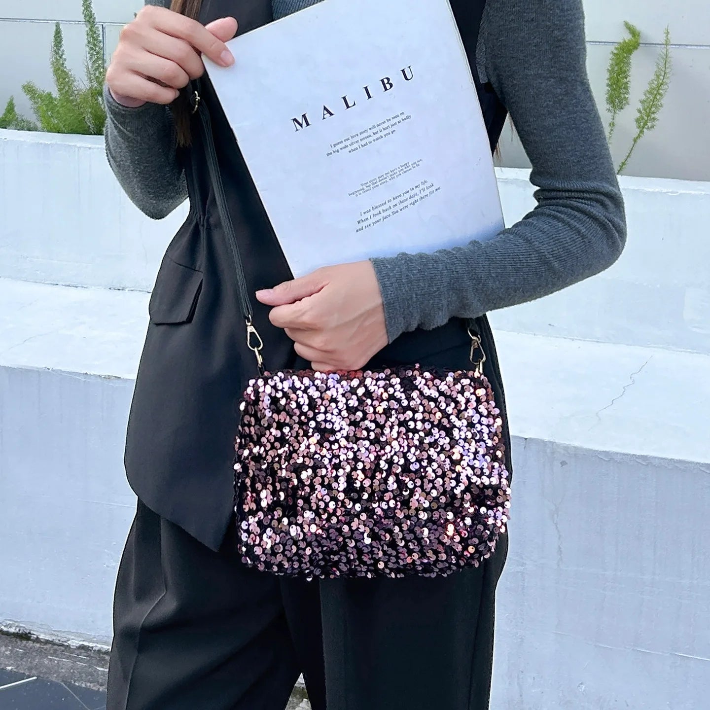 Colorful Sequins Crossbody Bag Simple INS Solid Color Sequins Shoulder Bag Underarm Bag Phone Purse Evening Clutch Bags Handbag