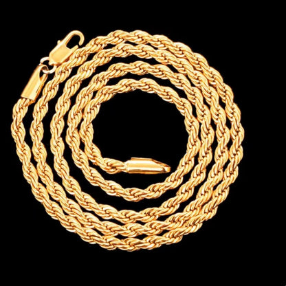 Vente en gros Collier chaîne corde Noble 45-60cm 18 carats 4mm pour femme homme Mode mariage Cadeau bijoux 18-24 pouces
