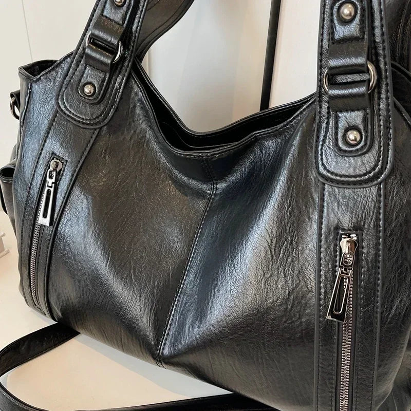 Hot Selling Soft Inner Compartment Shoulder Bag 2024High Quality Contrasting Color Women's Bag Fashion Zipper Pu Women's Handbag