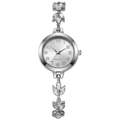 New Fashion Heart-shaped Ribbon-Strap Diamond-Studded Flower Watch for Women with Adjustable Bracelet
