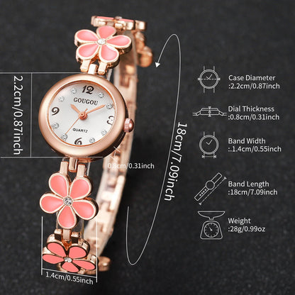Fashion Flower Bracelet Strap Women Watches Ladies Diamond Arabic Numeral Dial Wristwatches Reloj Mujer（Without Box）