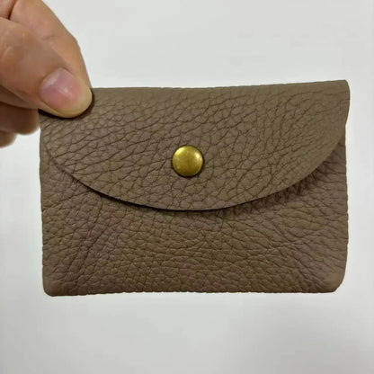 Top Layer Cowhide Fashion Buckle Money Wallet Card Holder Mini Portable Lychee Pattern Business Wallet for Men Women Coin Bag