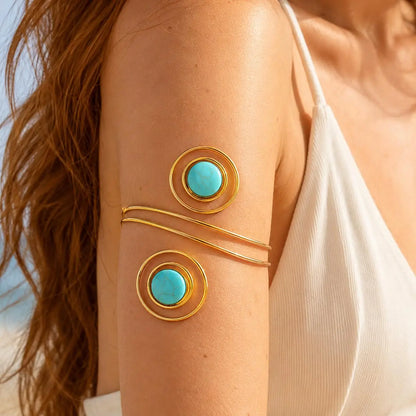 Upper Arm Cuff Bracelet for Women Minimalist Gold Plated Adjustable Open Armband Statement Party Armlet Jewelry