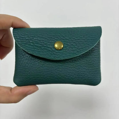 Top Layer Cowhide Fashion Buckle Money Wallet Card Holder Mini Portable Lychee Pattern Business Wallet for Men Women Coin Bag