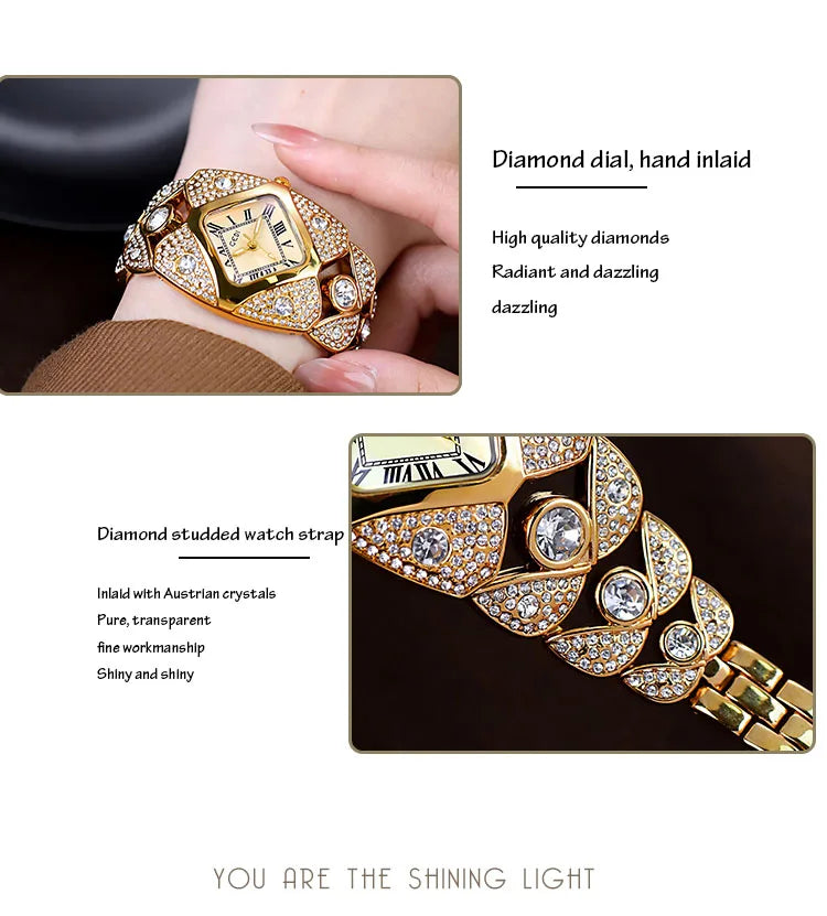 2026 New Women Watch Light Luxury Brand Diamond Inlaid Bracelet Watches Waterproof Ladies Fashion Quartz Clock Wristwatch Gift