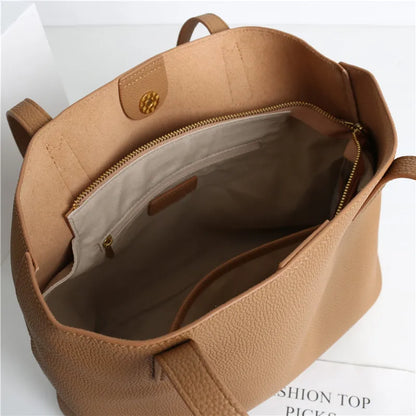 Hot Sale Classic All-match Minimalist Business Style Large Women Tote Bag A4 Laptop Cowhide Leather Female Underarm Handbag