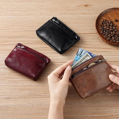 Mini Fashion Coin Purse Vintage Men Women Genuine Leather Wallet Multifunctional Female Small Coin Bag Key Pocket Wallets