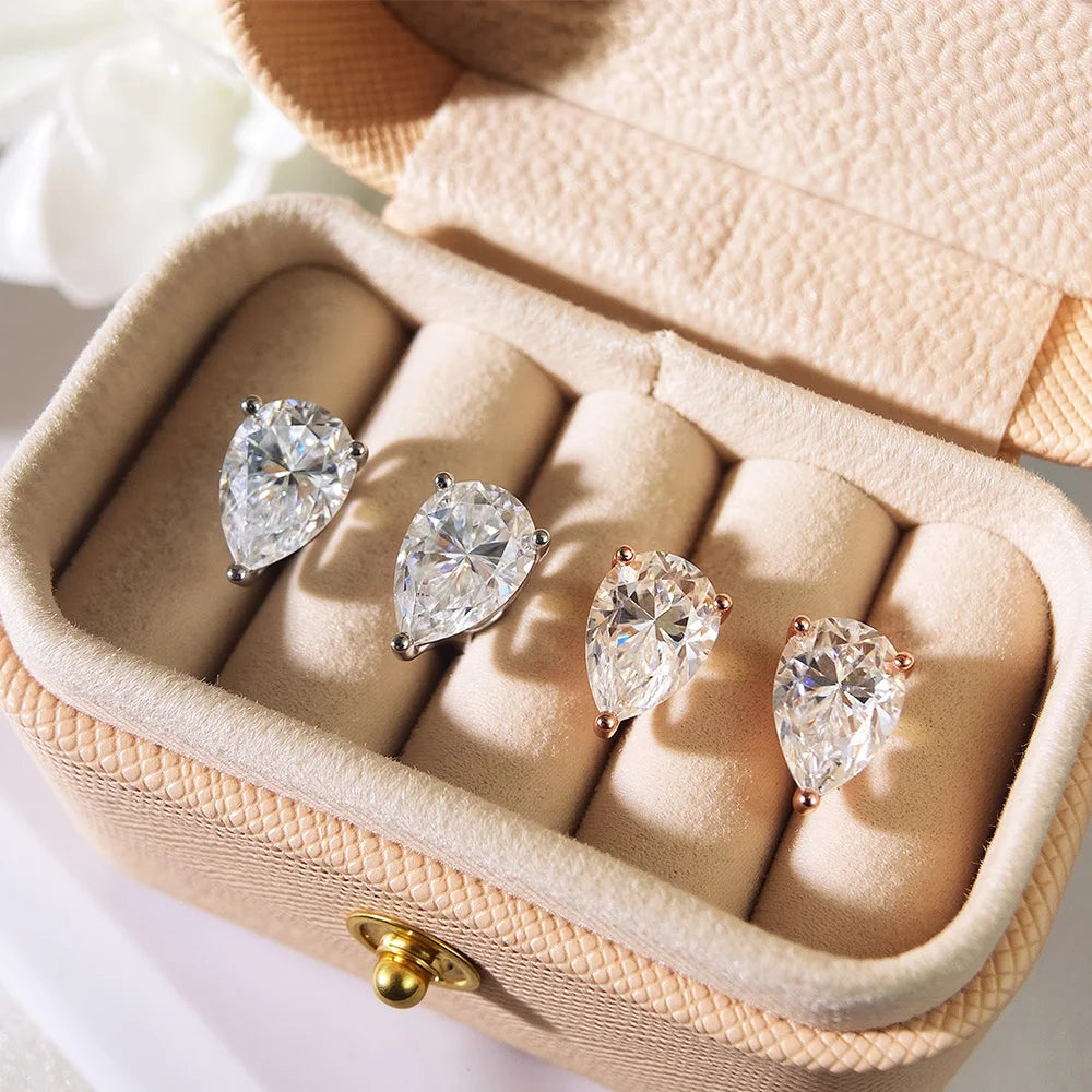 OEVAS 1-3CT Pear Cut Moissanite Necklace Earrings Set for Women S925 Sterling Silver Plated 18K Wedding Party Luxury Jewelry