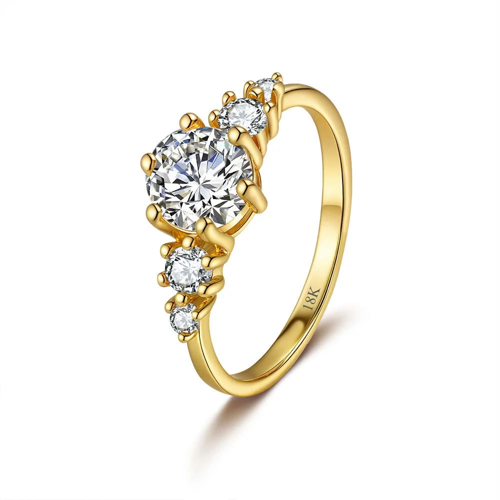 CKT 1ct VVS Diamond French Light Luxury High-end Design Ring Moissanite Women's Fashionable Versatile Wedding Fine Jewelry