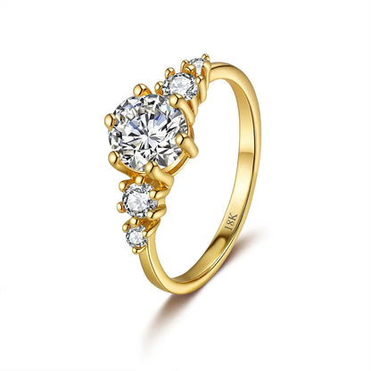 CKT 1ct VVS Diamond French Light Luxury High-end Design Ring Moissanite Women's Fashionable Versatile Wedding Fine Jewelry
