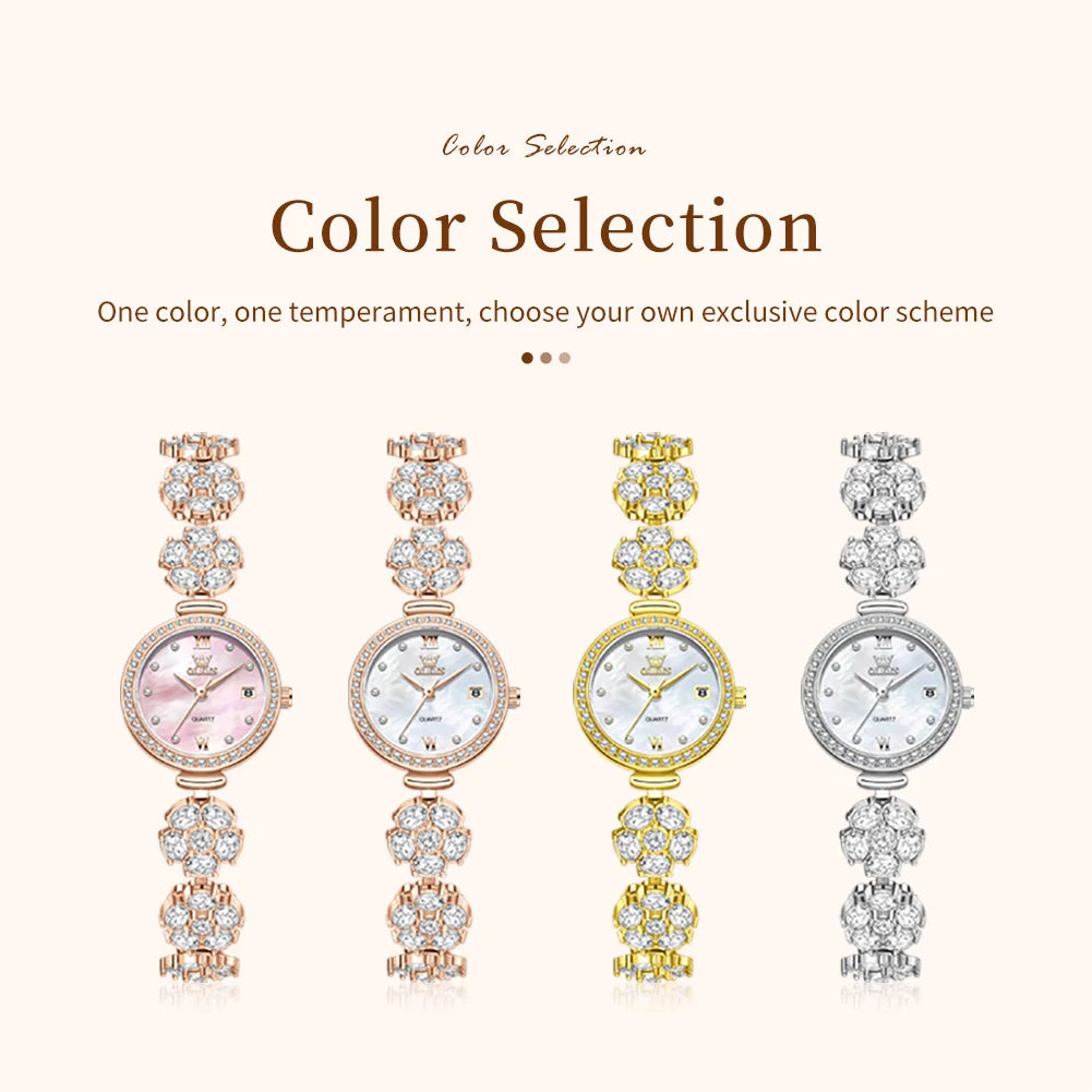 OLEVS Watches New 5638 Woman Watches Luxury Quartz Watch Diamond Chain Ladies Watch Automatic Date Waterproof Watch Reloj Mujer
