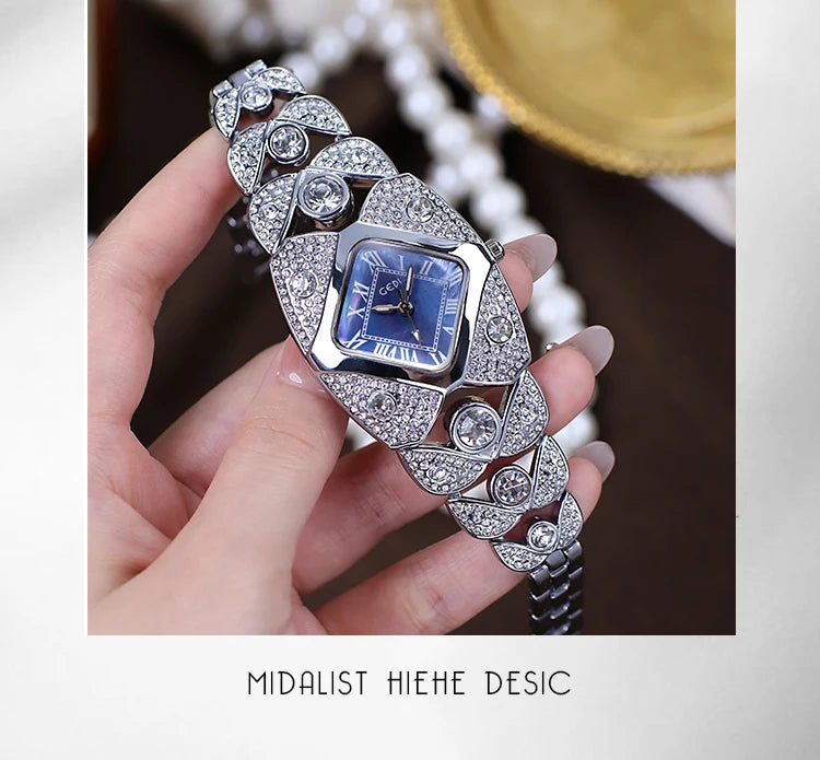 2026 New Women Watch Light Luxury Brand Diamond Inlaid Bracelet Watches Waterproof Ladies Fashion Quartz Clock Wristwatch Gift