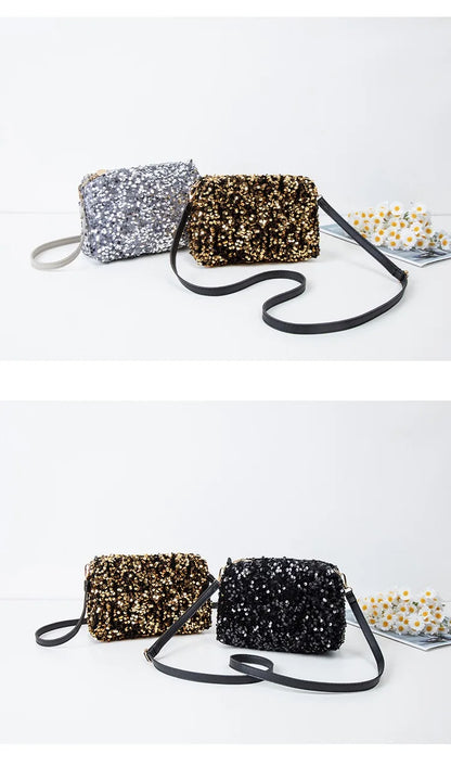 Colorful Sequins Crossbody Bag Simple INS Solid Color Sequins Shoulder Bag Underarm Bag Phone Purse Evening Clutch Bags Handbag
