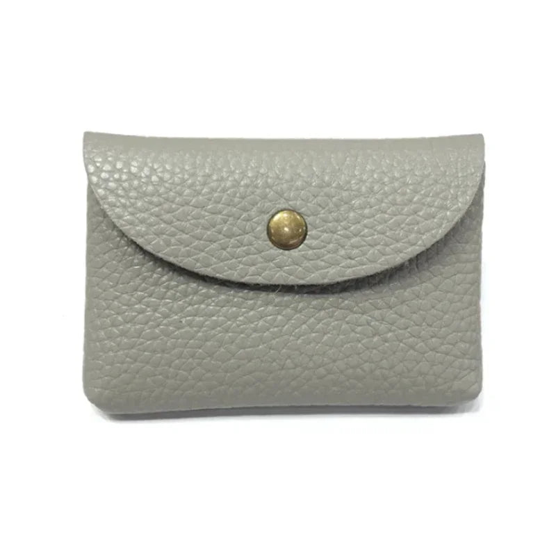 Top Layer Cowhide Fashion Buckle Money Wallet Card Holder Mini Portable Lychee Pattern Business Wallet for Men Women Coin Bag