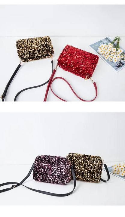 Colorful Sequins Crossbody Bag Simple INS Solid Color Sequins Shoulder Bag Underarm Bag Phone Purse Evening Clutch Bags Handbag