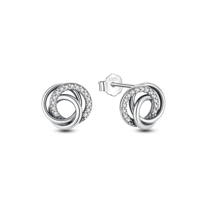 Original 925 Sterling Silver Earrings 2026 Stud Hoop Crystal Earings For Women Rose Gold Crown Heart Infinity Bee Earing Jewelry
