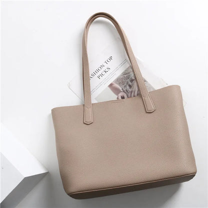 Hot Sale Classic All-match Minimalist Business Style Large Women Tote Bag A4 Laptop Cowhide Leather Female Underarm Handbag
