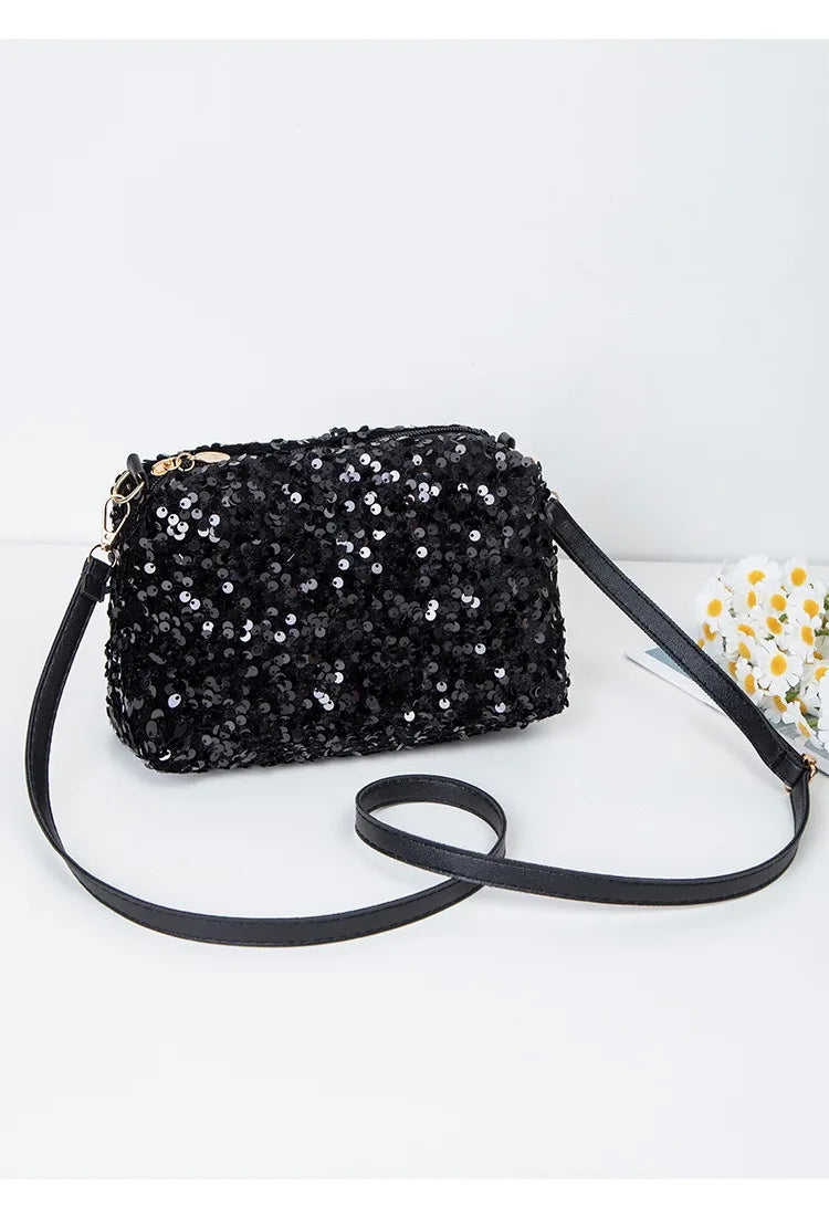 Colorful Sequins Crossbody Bag Simple INS Solid Color Sequins Shoulder Bag Underarm Bag Phone Purse Evening Clutch Bags Handbag