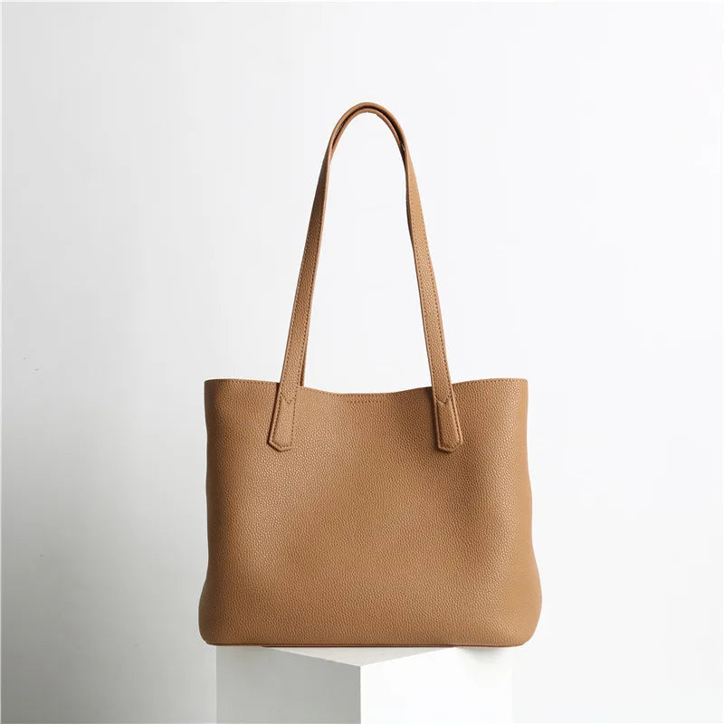 Hot Sale Classic All-match Minimalist Business Style Large Women Tote Bag A4 Laptop Cowhide Leather Female Underarm Handbag