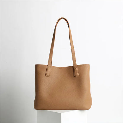 Hot Sale Classic All-match Minimalist Business Style Large Women Tote Bag A4 Laptop Cowhide Leather Female Underarm Handbag