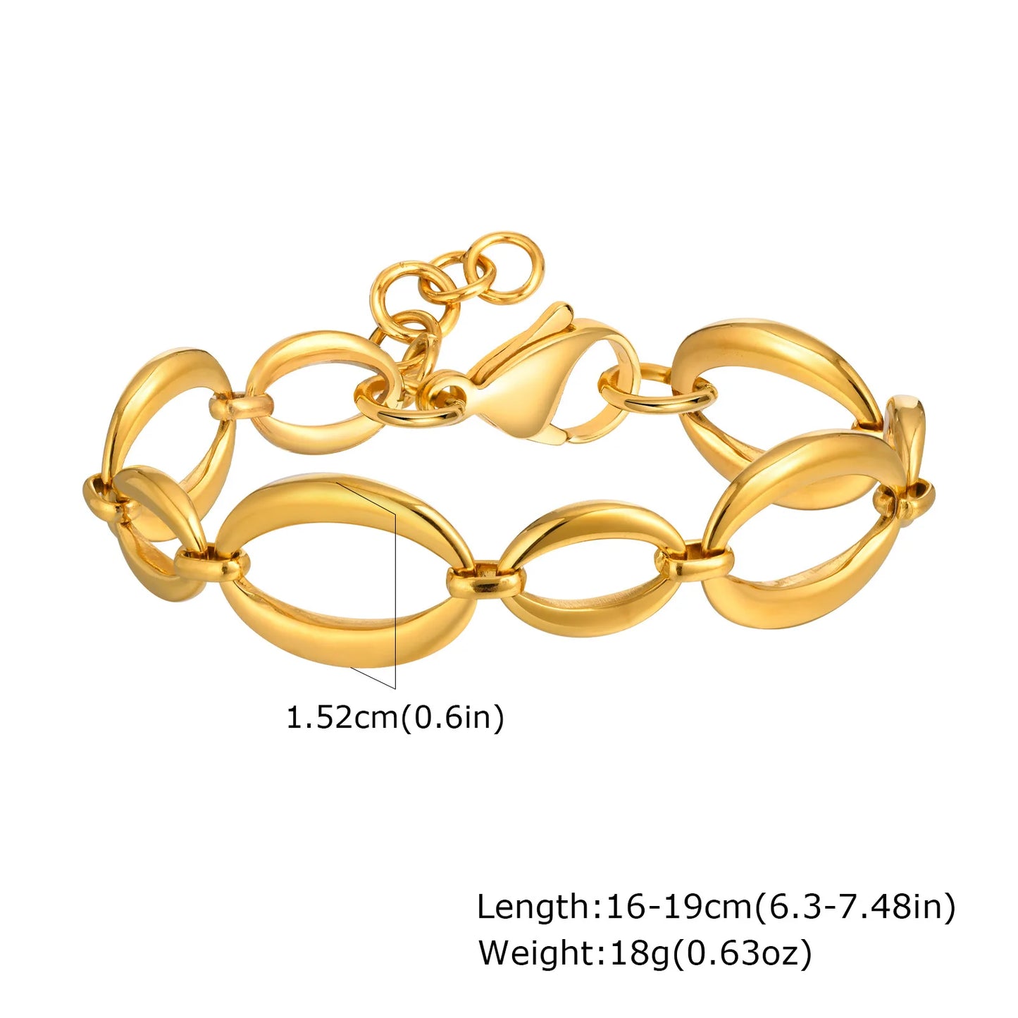 Vnox Stainless Steel Oval Links Chain Bracelets for Women Girls, Dainty Simple Metal Links Wristband Jewelry Never Fade