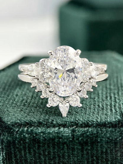 925 Sterling Silver Luxury Oval Round Marquise Zircon Stackable Set Ring For Women Anniversary Fashion High Quality Fine Jewelry