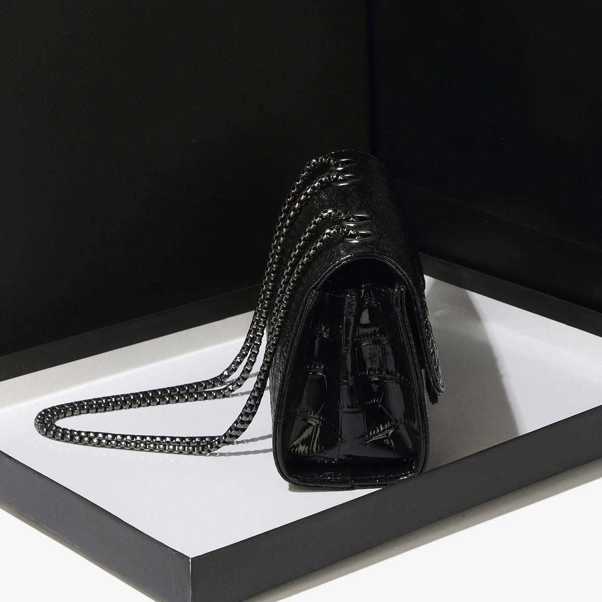 Simple Mini Crocodile Pattern Small Square Bag Summer New Style Trendy Versatile Chain