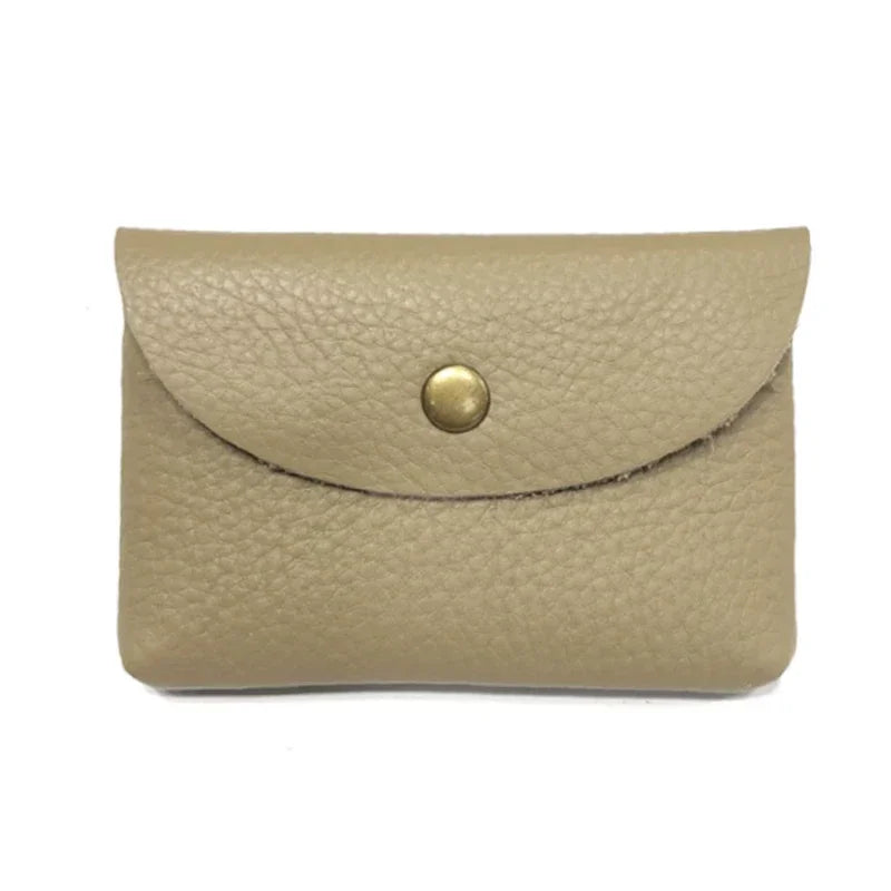 Top Layer Cowhide Fashion Buckle Money Wallet Card Holder Mini Portable Lychee Pattern Business Wallet for Men Women Coin Bag