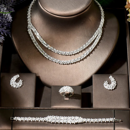 2023 Hot Selling Cubic Zirconia Bridal Wedding Jewelry Set Bridal 4-piece Set Women's Jewelry Set Jewelry Brand Reproduction