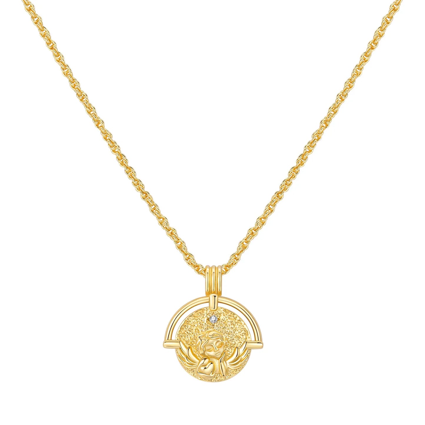PANPOKI 925 Sterling Silver 18K Gold Heart-shaped Lock Key Necklace Pendant Necklace for Women Birthday Gifts Wedding Jewelry