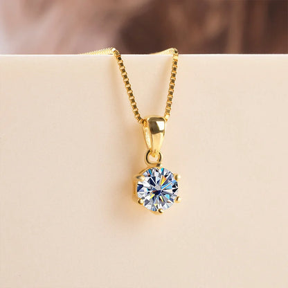 Butterflykiss 6.5mm 1.0 Carat D Moissanite Necklaces Rose Gold Plated Pendant Original Real S925 Silver Chain Jewelry For Women