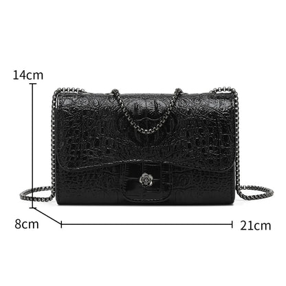 Simple Mini Crocodile Pattern Small Square Bag Summer New Style Trendy Versatile Chain