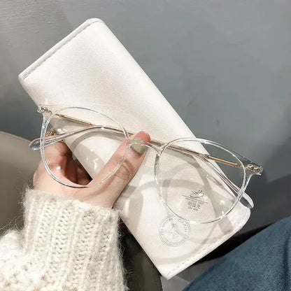 Lady Trendy Finished Myopia Glasses Women Round Frame Blue Light Blocking Eyewear Men Unisex Retro Minus Diopter Eyeglasses