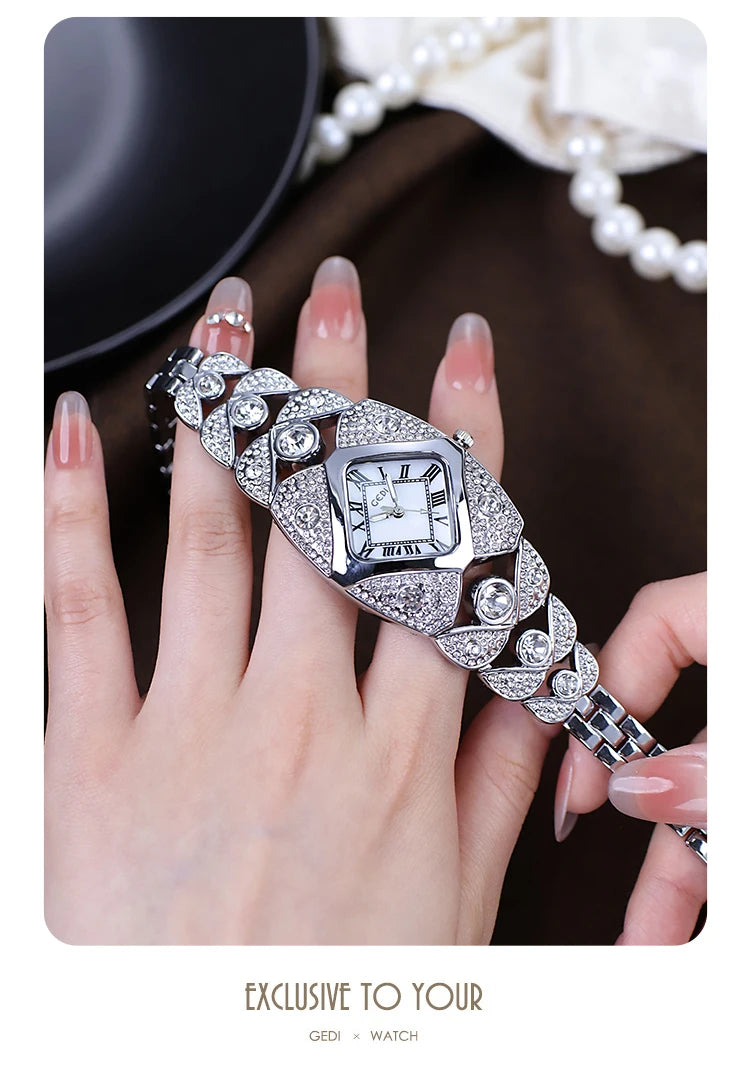 2026 New Women Watch Light Luxury Brand Diamond Inlaid Bracelet Watches Waterproof Ladies Fashion Quartz Clock Wristwatch Gift