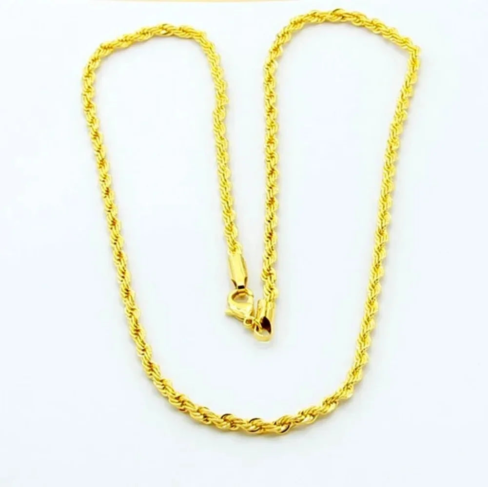 Hot y2k 18K Gold Necklace 3MM Twisted Rope Twist Electroplating Chain for Men Women Wedding Jewelry Gifts